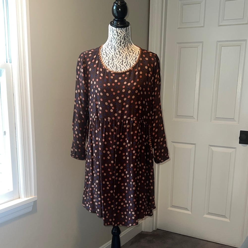 Uncle Frank Brown Polka Dot Long Sleeve Dress